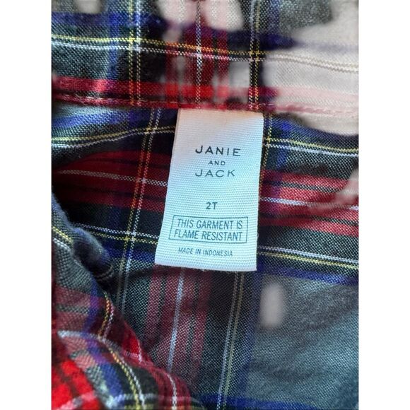Janie & Jack boys 2T PJ plaid 2 piece buttondown pajama set CHRISTMAS - Picture 4 of 6